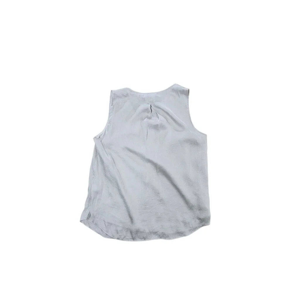 Banana Republic Silver Metallic Sleeveless V-Neck Blouse Medium Shine Ethereal